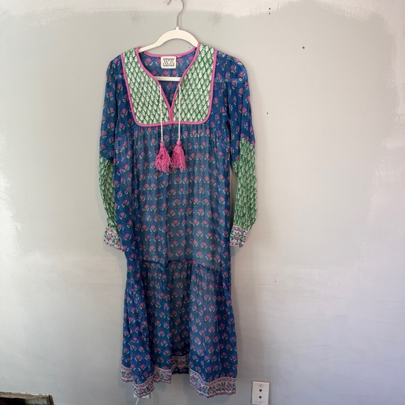 SZ Blockprint Jodhpur Dress Silk Cotton - Picture 2 of 8